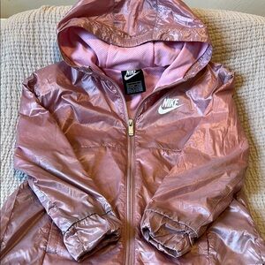Nike Pink Raincoat with Hood and Water-Resistant Finish